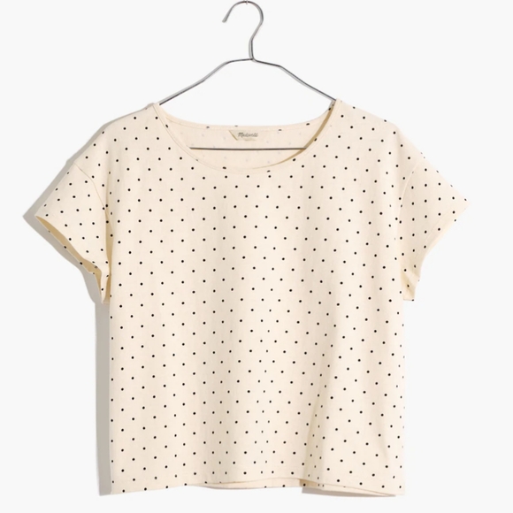 Madewell Cap-Sleeve Boxy Tee In Polka Dot Sz.S - Picture 7 of 9